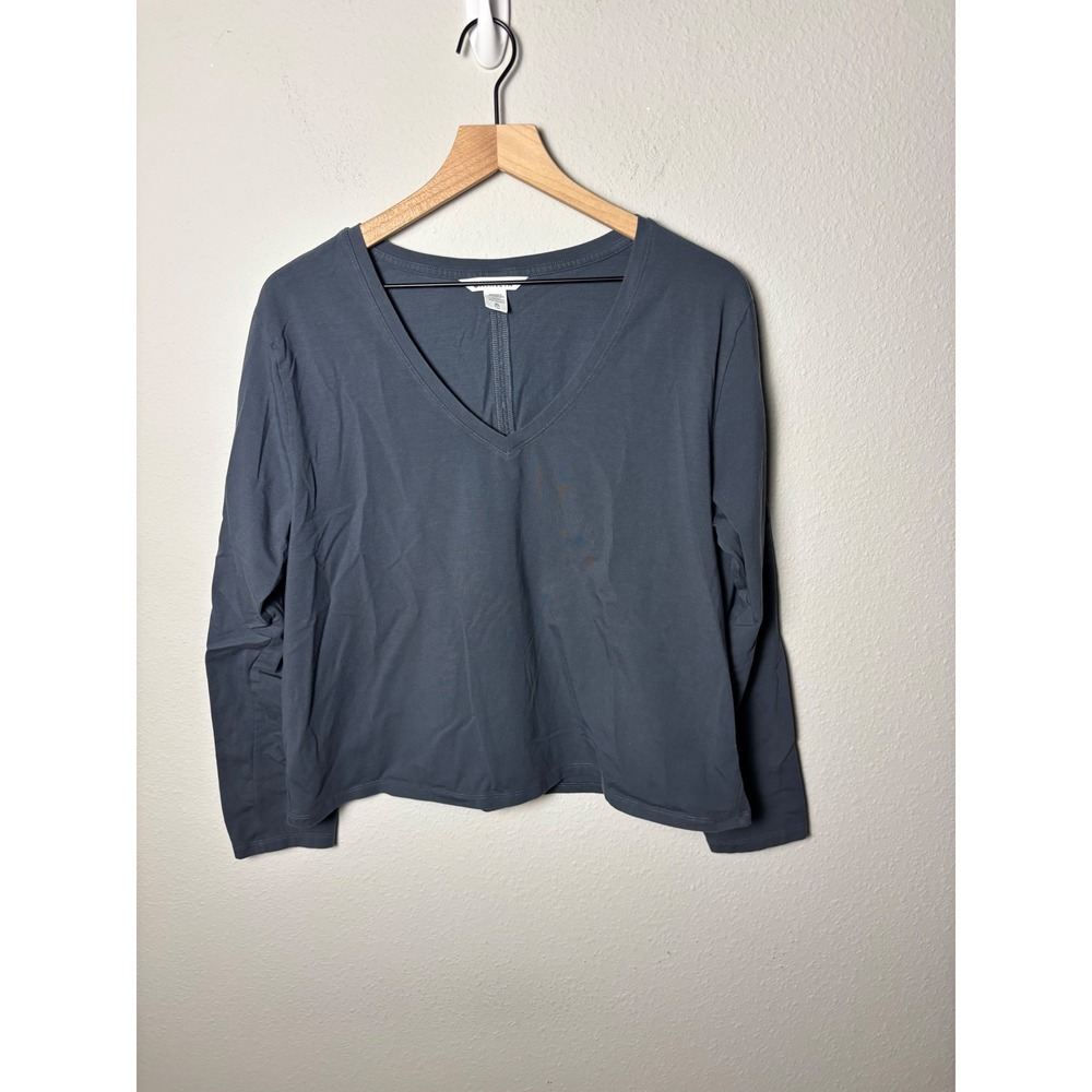 Athleta Essential V Neck Long Sleeve Tee Granite Blue XL 413178-01